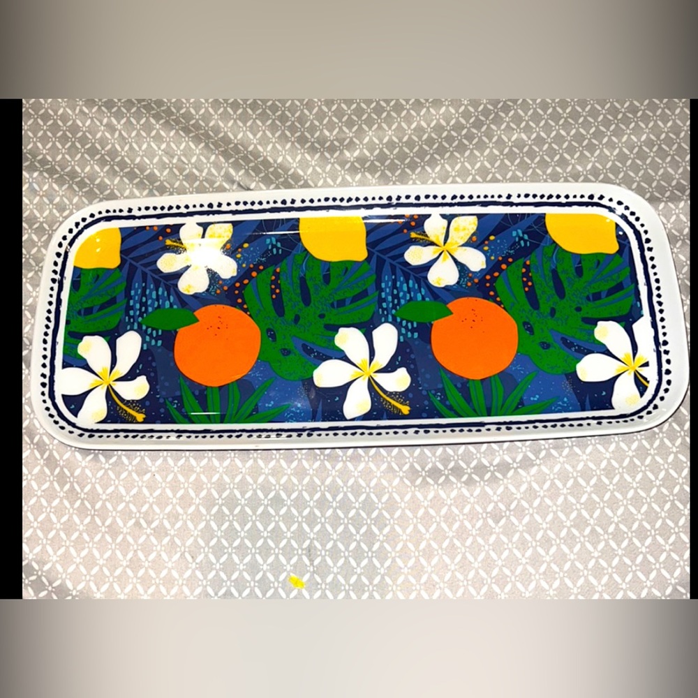 Tropical print rectangular dish